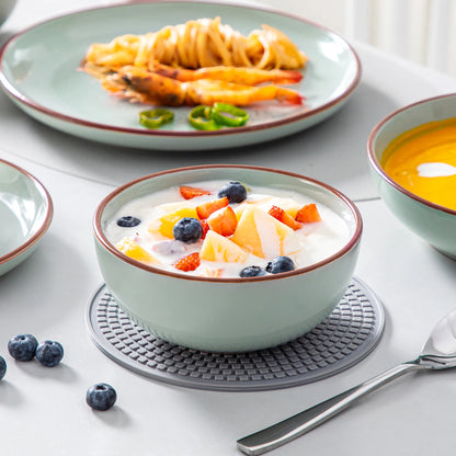 VANCASSO NYMPH 16/32 Piece Ceramic Glaze Tableware Set with Dinner/Dessert/Soup Plate/Bowl  For 4/8 Person 4 Color Optional