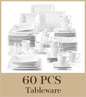 MALACASA 30/60PCS Marble Grey Porcelain Tableware Dinnerware Set with 6PCS Dessert/Soup/Dinner Plate/Cup/Saucer,Service for 12