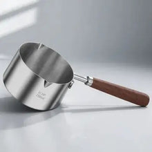 250Ml Stainless Steel Sauce Pan with Wood Handle Melting Bowl for Butter Chocolate Milk Oil Pour Spout Ergonomic Anti Scald