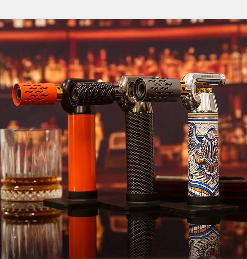 HONEST High Temperature Welding Gun 2 Types Of Flames Butane Gas Turbine Torch Lighter Outdoor BBQ Kitchen Cigar Lighters Gadget