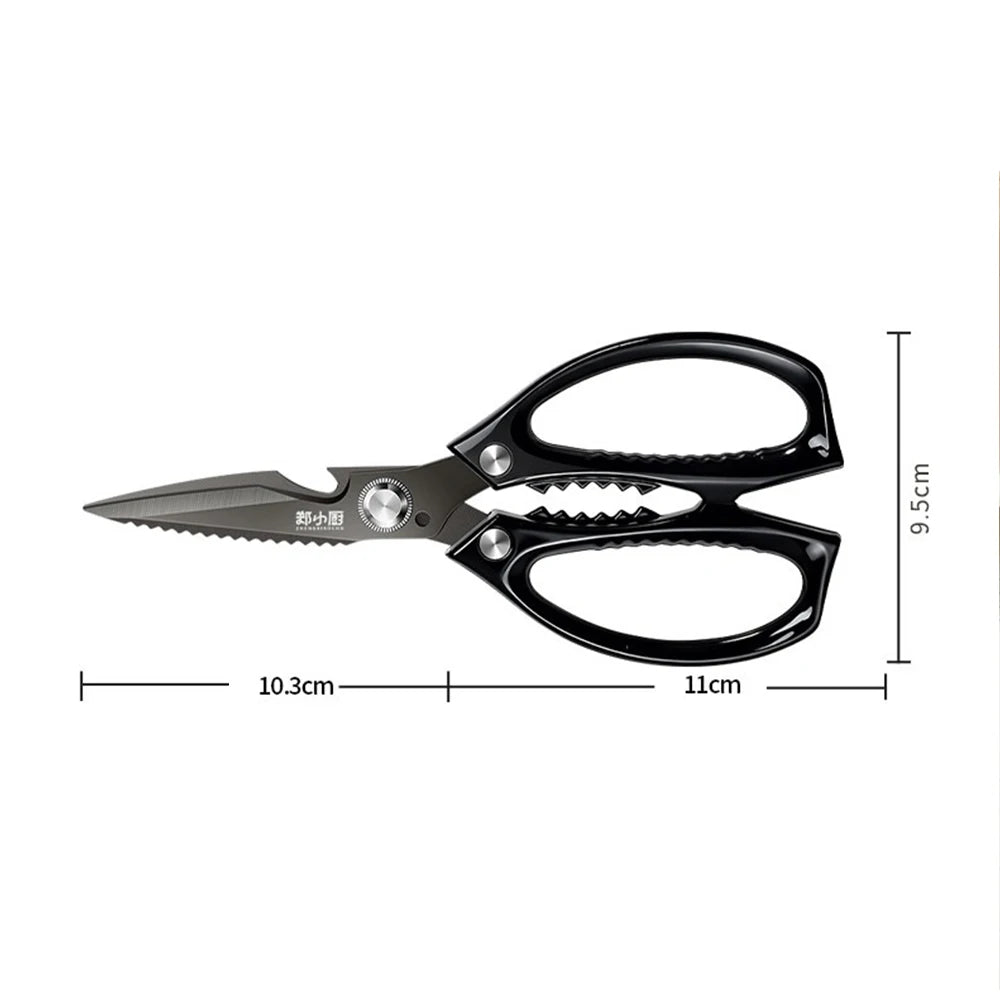 Black Titanium Kitchen scissors Stainless Steel Kitchen Tools with Sharp Blades for Cutting Chicken, Duck and Goose Bones,BBQ