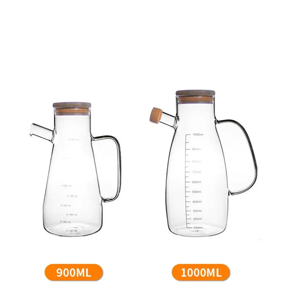 New Food-grade Oil Dispenser Bottle Large Capacity 900/1000ML Oil Storage Container Leak-Proof Glass Oil Pot Kitchen Tools