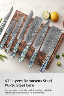 1-7 PCS Kitchen Chef Knife Set Super Sharp Japanese Damascus Steel knife Professional Meat knife Premium Kitchen cooking tools