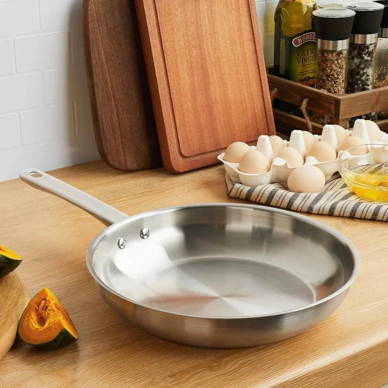 KOCH SYSTEME CS 8inch Frying Pan Stainless Steel Pan for Professional Cooking Uncoated Steak Frying pan omelette pan Induction