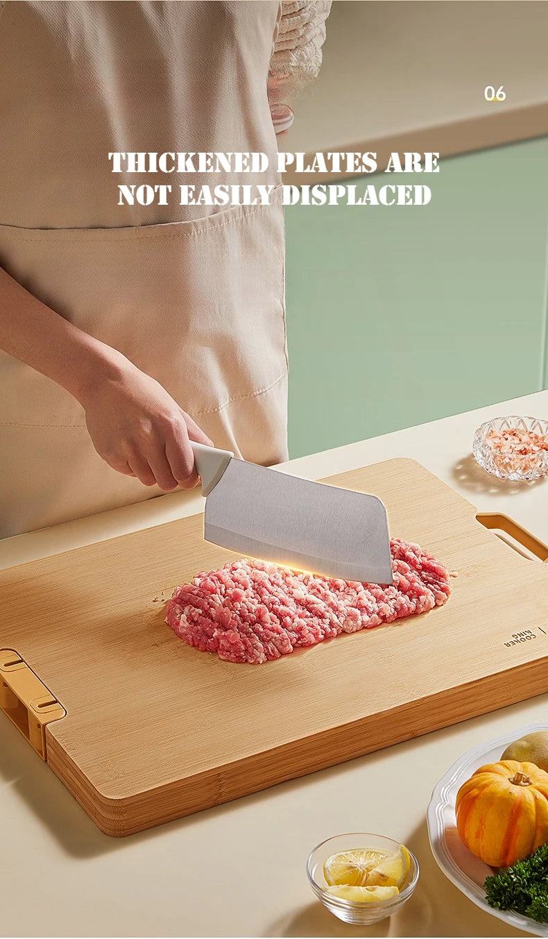 COOKER KING 3 Sizes Standable Cutting Board Moso Bamboo Chopping Board with Sharpening Stone Preparation Board Cost-effective