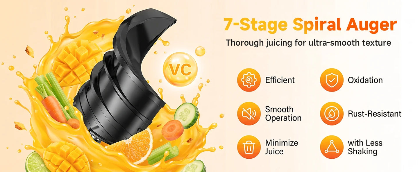 AFBEST 5.8" Extra-Large Chute 2-in-1 Cold Press Juicer – Whole Fruit & Vegetable Masticating Extractor with 100oz Capacity, Nut Milk Function, Easy-Clean Design, Premium Gray