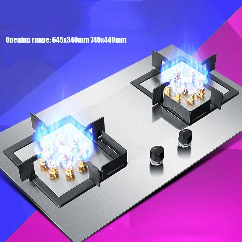 2025 419D 7.0KW Stainless Steel Double-head Fierce Stove /Household  Embedded Dual-Purpose Natural Liquefied Gas Stove