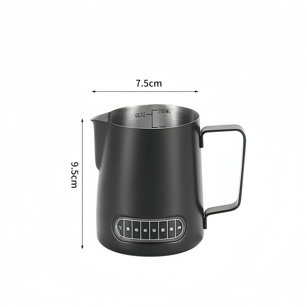 Coffee Milk Frother Jug Temperature Sensing Patch Stainless Steel Accurate Scale Volume Control Advanced Professional CoffeeTool