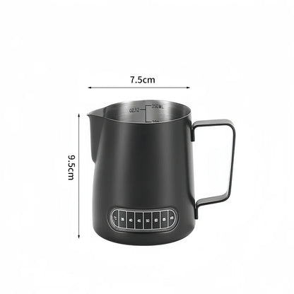 Coffee Milk Frother Jug Temperature Sensing Patch Stainless Steel Accurate Scale Volume Control Advanced Professional CoffeeTool