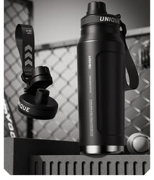 1L Insulated Cold Water Bottle Thermos Stainless Steel Tumbler Qutdoor Sports Handle Vacuum Flasks Double Wall Cup