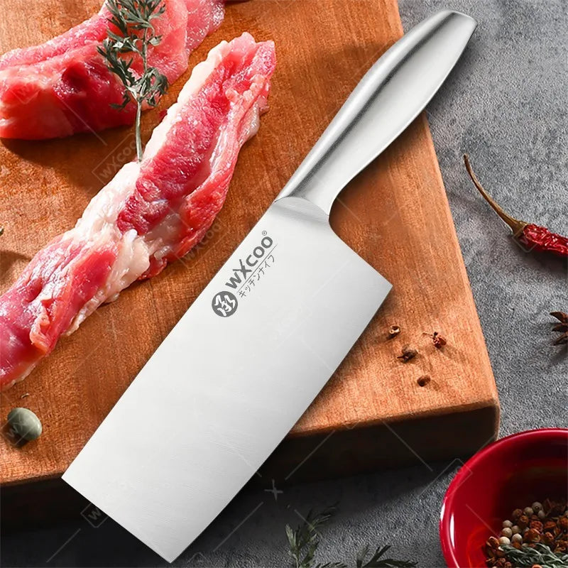 WXCOO Professional Scissor Set Stainless Steel Kitchen Knives BBQ Meat Cutting Japanese Santoku Knife Kitchen Supplies