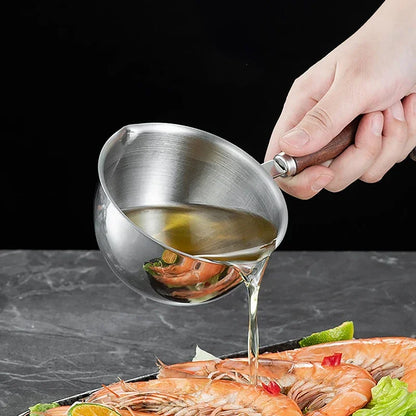 Milk Pot Stainless Steel Hot Oil Pan 150/300ML Hot Sauce Small Pot Cooking Butter Melting Pot Versatile Flat Bottomed Oil Pan