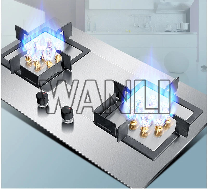 2025 419D 7.0KW Stainless Steel Double-head Fierce Stove /Household  Embedded Dual-Purpose Natural Liquefied Gas Stove