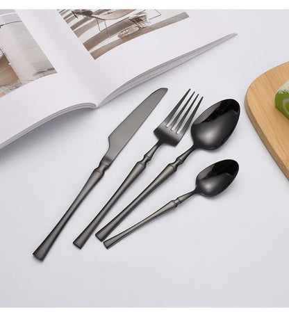 30/40/60pcs Silver Flatware Set Stainless Steel Tableware Knife Fork Coffee Spoon Dinnerware Dishwasher Safe Dinner Cutlery