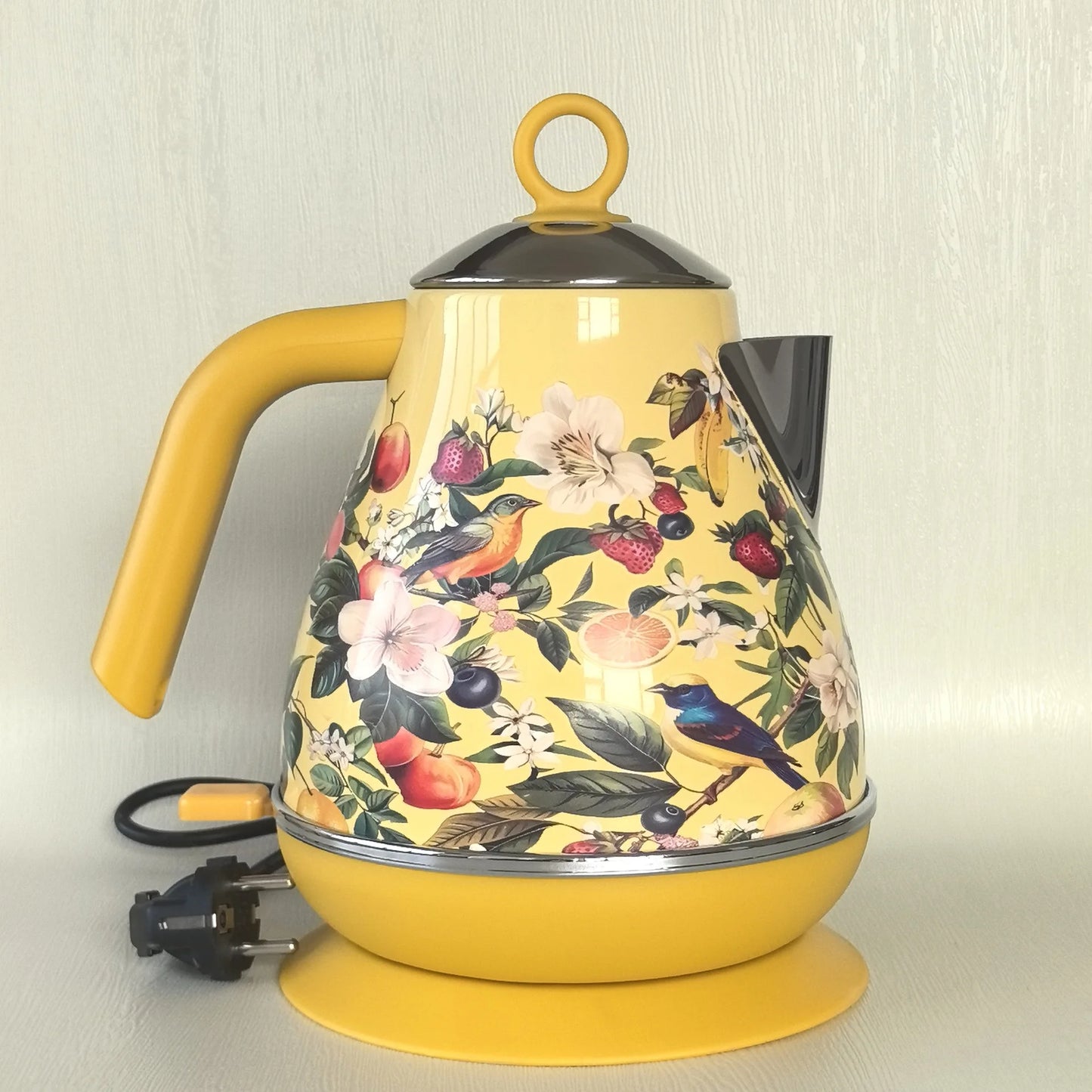 1850W Retro Printed Paint Electric Kettle With Temperature Display 304 Stainless Steel Boiling kettle Teapot Auto Power Off 1.7L