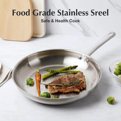 KOCH SYSTEME CS 8inch Frying Pan Stainless Steel Pan for Professional Cooking Uncoated Steak Frying pan omelette pan Induction