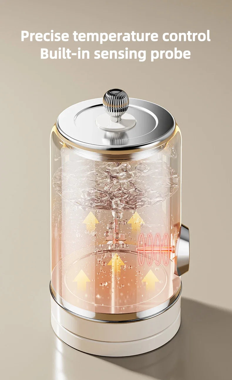 Retro 1.8L Electric Kettle with Mechanical Thermometer Stainless Steel Boil Water Tea Pot Automatic Power off Insulation Pot