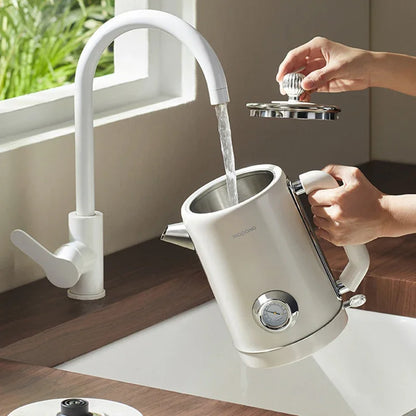 Retro 1.8L Electric Kettle with Mechanical Thermometer Stainless Steel Boil Water Tea Pot Automatic Power off Insulation Pot