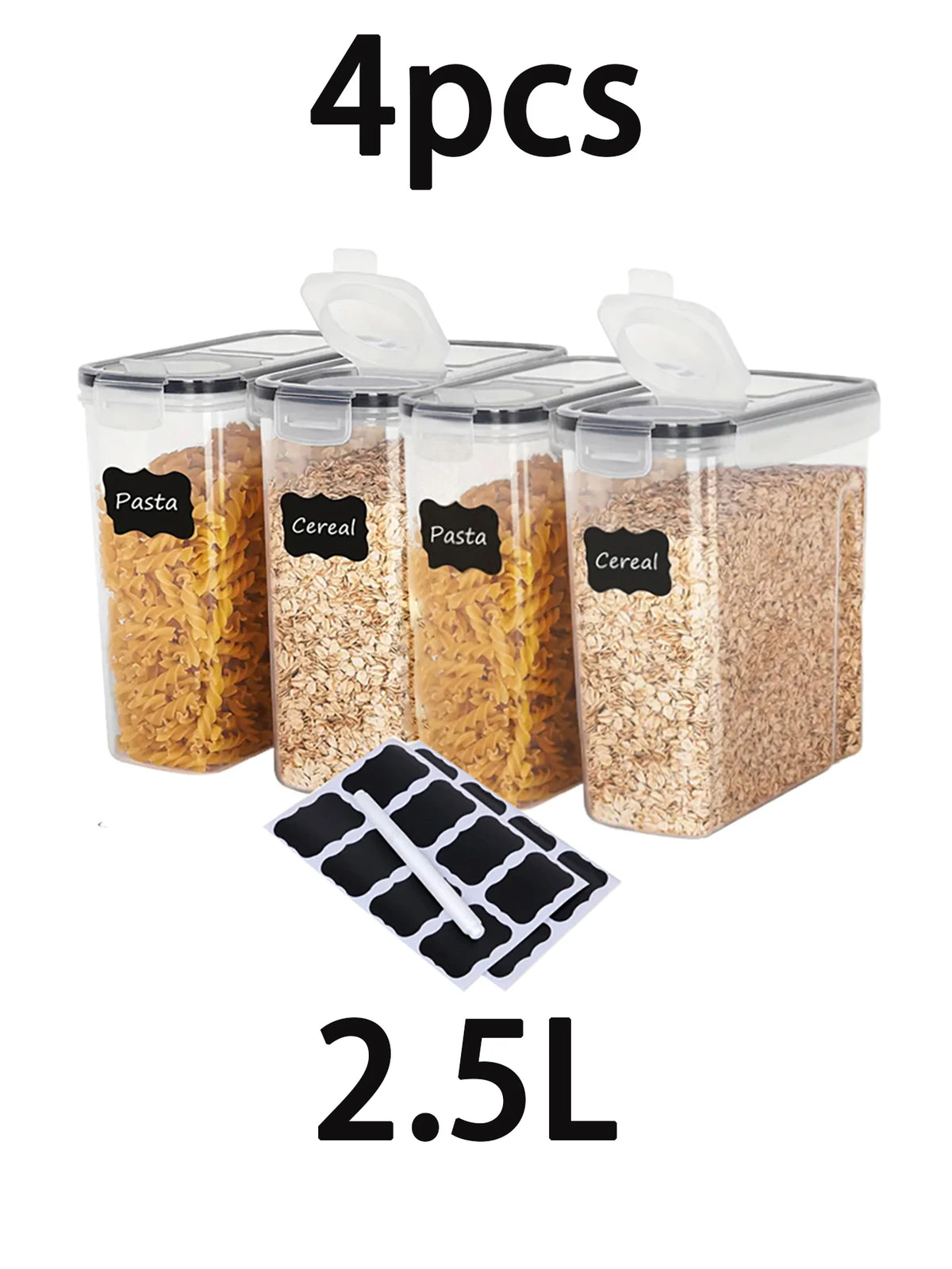 4pcs4l  Large Food Storage Containers With Lids, Airtight Food Storage Containers For Kitchen Pantry Organization And Storage