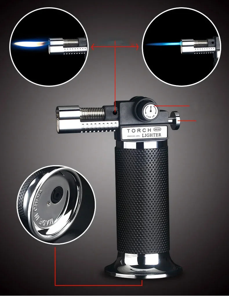 Gas Lighter Windproof BBQ Kitchen Cooking High Capacity Torch Turbine Lighter Spray Gun Jewelry Metal Welding Men's Gifts  Torch