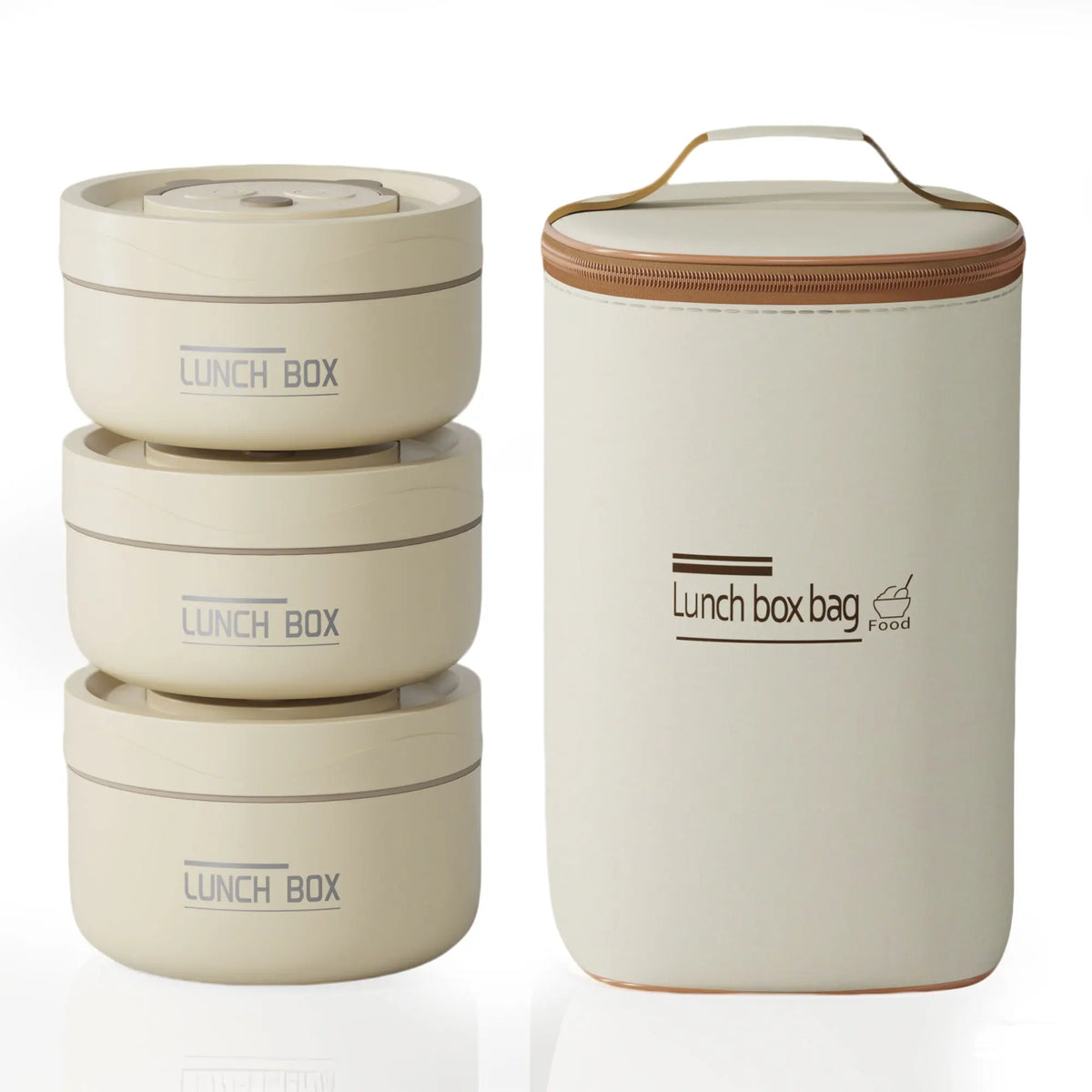 4 Pack Stackable Insulated Lunch Containers,Stainless Steel Leakproof Thermal Food Jars with Cute Bear Handle Lids, Portable Round Bento Bowls with Matching Insulated Lunch Bag for Work School Picnic