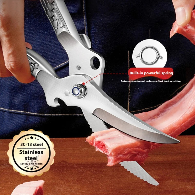 Multi-purpose Kitchen scissors Stainless Steel Heavy-duty Poultry Shears suitable for Bones Chicken Meat Fish Seafood Vegetables