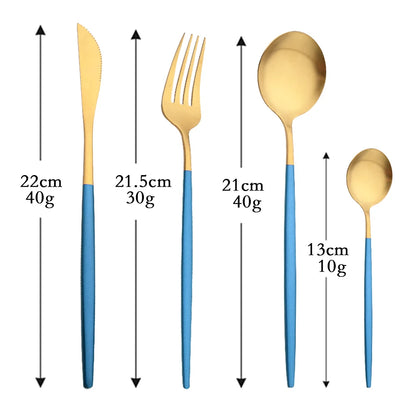 4Pcs black Gold Matte Cutlery Set Stainless Steel Dinnerware Silverware Flatware Set Home Knife Fork Spoon Picnic Tableware Set