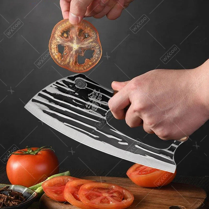 WXCOO Handmade Forged Knife Butcher Cleaver Knife Meat Cutting Japanese Kitchen Pork Bone Shaving Knives Boning Knife
