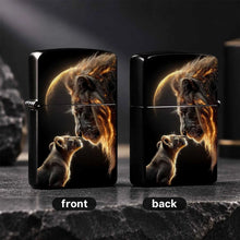 Creative Lighter With Warm Lion Cub And Adult Lion Glowing Art Pattern, Exquisite Moon Background Themed Decor, Portable Stylish Accessory For Daily Use Gifting Outdoor Travel Any Occasions A Humorous And Interesting Lighter