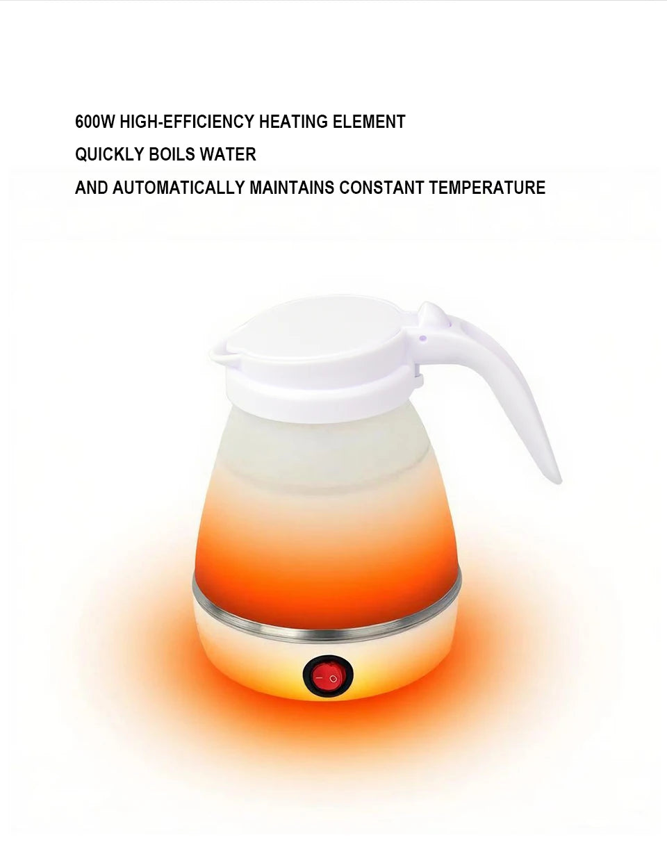 0.6L Mini foldable electric kettle portable electric kettle household travel water heater silicone compression 110V-220V