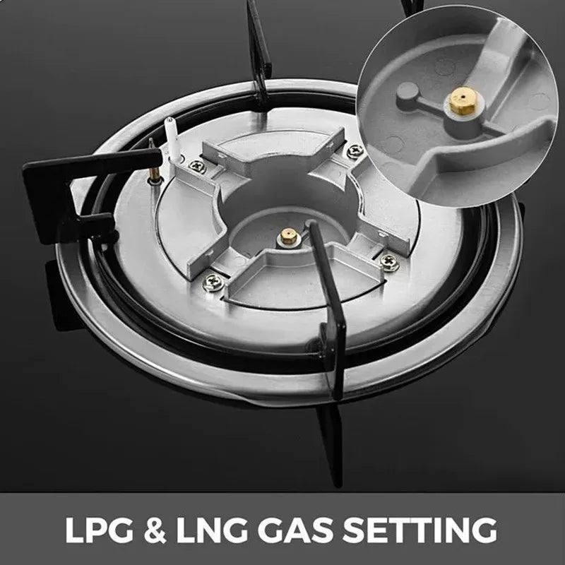 Gas Stove Cooker 5-Burner Class B Electric Stove Tempered Glass Battery Built-In Cooktop for Kitchen Table Top Hotels Households
