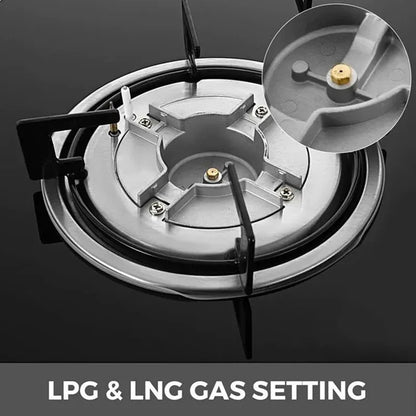 Gas Stove Cooker 5-Burner Class B Electric Stove Tempered Glass Battery Built-In Cooktop for Kitchen Table Top Hotels Households