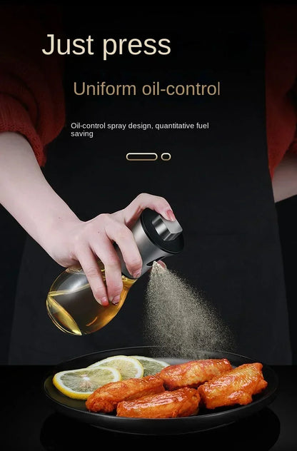 Kitchen Oil Sprayer for Cooking,6.8oz/200ml Olive Oil or Vinegar, Trigger Design,Stainless Steel Vinegar Glass Spray Bottle