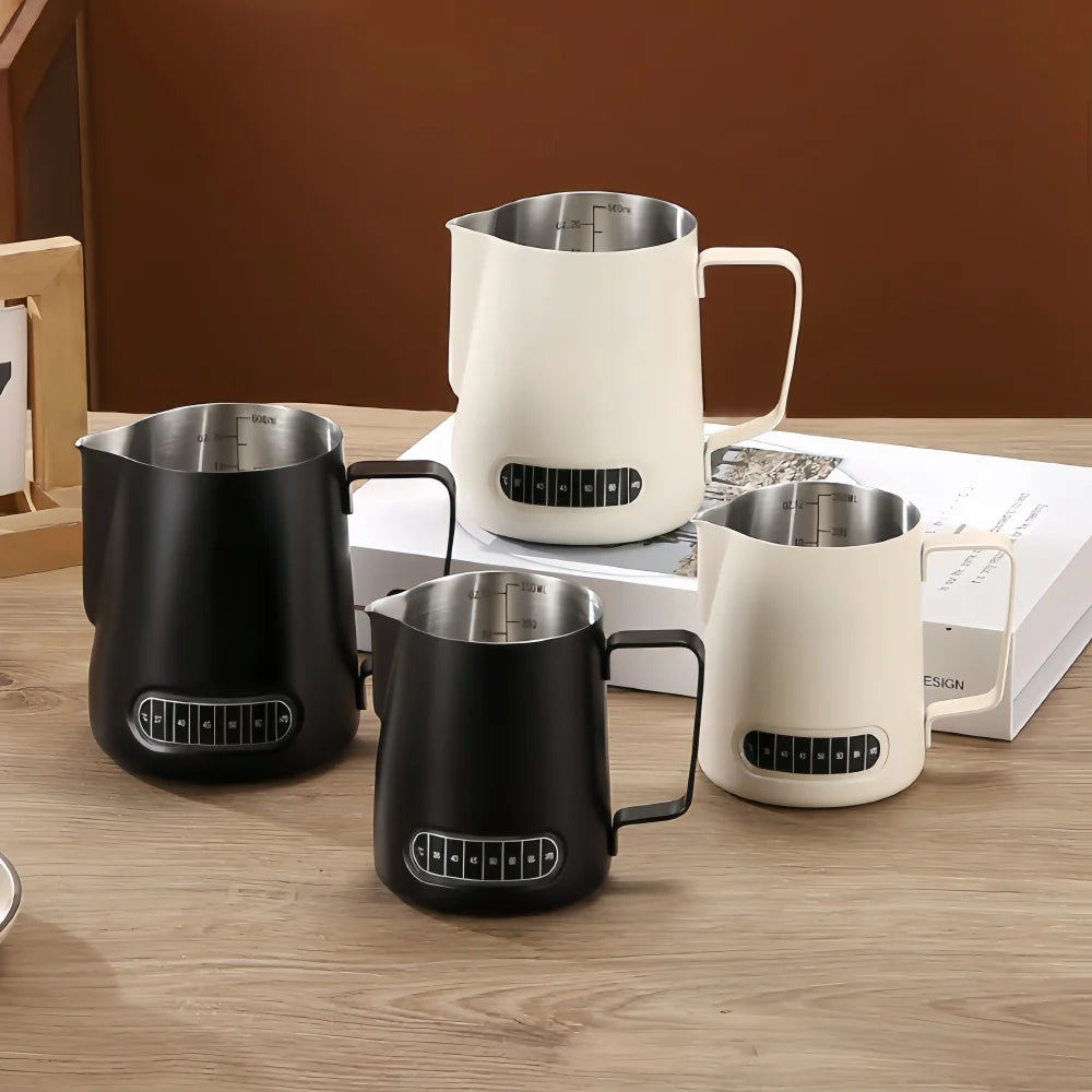 Coffee Milk Frother Jug Temperature Sensing Patch Stainless Steel Accurate Scale Volume Control Advanced Professional CoffeeTool