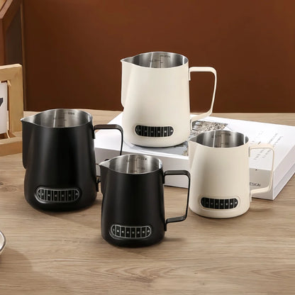 Coffee Milk Frother Jug Temperature Sensing Patch Stainless Steel Accurate Scale Volume Control Advanced Professional CoffeeTool