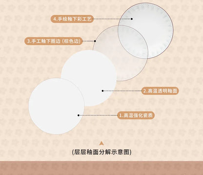 Simple Ceramic Bowl, Combination, Underglaze Color,  Tableware
