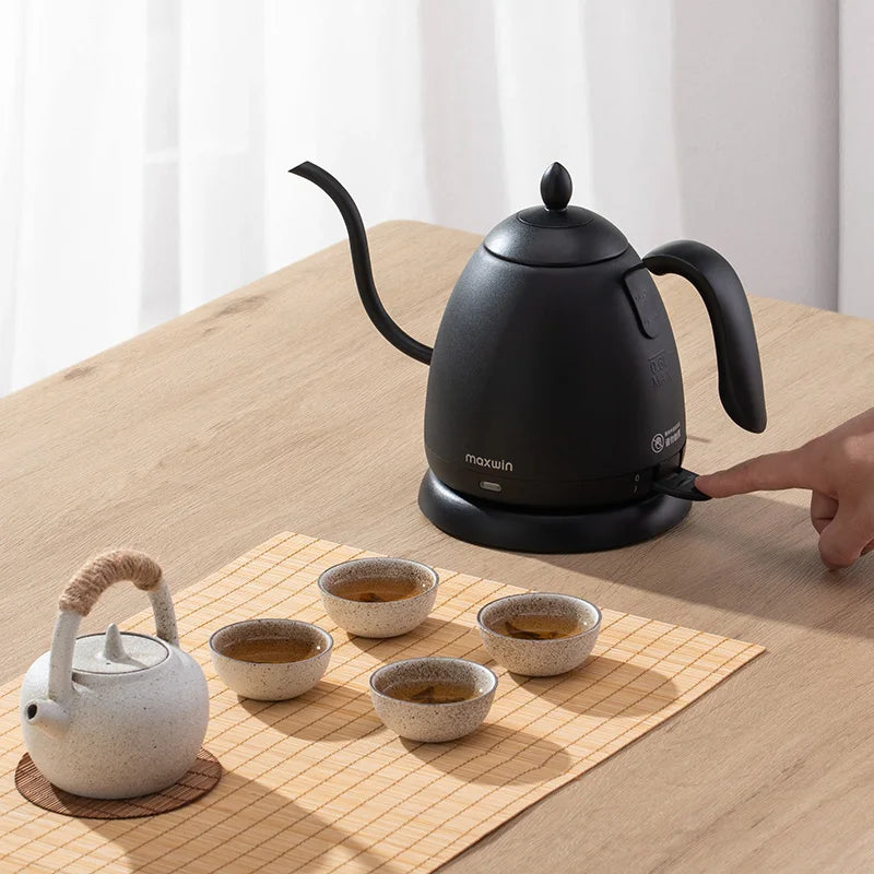 220V Electric Kettle Mini Gooseneck Kettle Pour-over Coffee Kettle 304 Stainless Steel Kettle Teapot Automatic Power Off 600ml