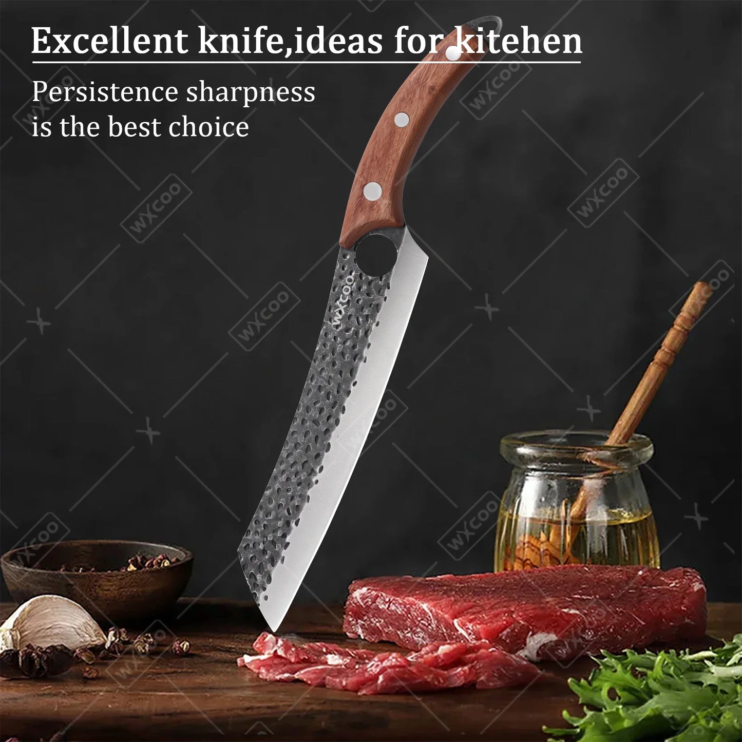 WXCOO Forged Butcher Bone Cutter Kitchen Knife Stainless Steel with Sheath 1~8pcs Chef Fruit Knives Scissor BBQ Cooking Boning