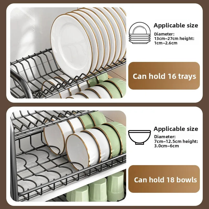 Dish Storage Rack Kitchen Shelf Dish Drain Rack Bowl Rack Cupboard Chopsticks Storage Box