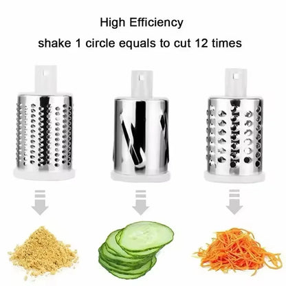 3in1 Rotary Vegetable Slicer Multifunctional Handheld Grater with 3 Sharp Rollers Cheese Shredder Kitchen Tool Cheese Chopper