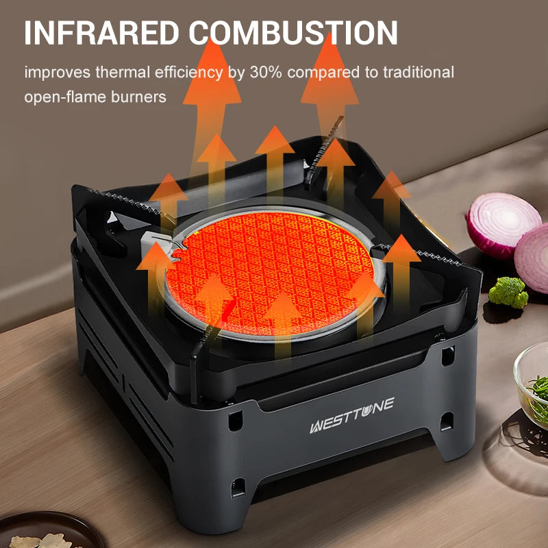 WESTTUNE Outdoor Gas Stove Portable Cooking Stoves Camping Emergency Burner with Electronic Ignition for Garden Picnic BBQ