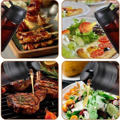 2-in-1 470ml Light Blocking Brown Oil Sprayer for Cooking Olive Oil Dispenser Bottle for Kitchen Oil Bottle Seasoning Tools
