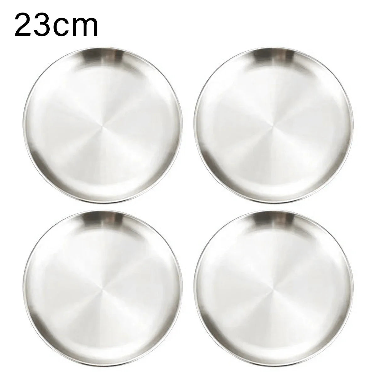 4Pcs Stainless Steel Plate Tray, Dining Tray, Steak Plate, Barbecue Plate, Korean Stainless Steel Circular Barbecue Plate