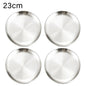 4Pcs Stainless Steel Plate Tray, Dining Tray, Steak Plate, Barbecue Plate, Korean Stainless Steel Circular Barbecue Plate