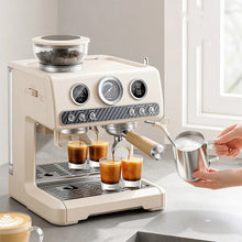 Semi-Automatic Espresso Coffee Machine, Dual Pump Cold & Hot Brew, Built-in Grinder, High Pressure 20 Bar, Compact Home Espresso