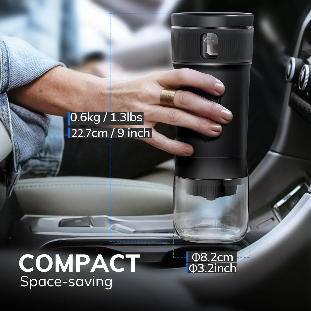 Portable Espresso Machine, DC12V Travel Coffee Maker for Car and Camping, Compatible with Nespresso Capsules, Hot Cold Brew