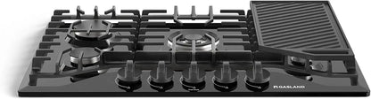 30-Inch Gas Cooktop with 5 Burners, Reversible Griddle, NG/LPG Convertible, CSA Certified, Black