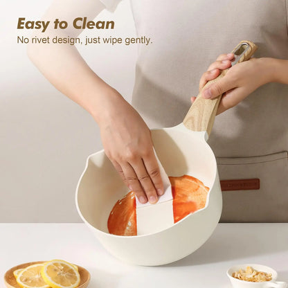 1.5 & 2.5 Quart Ceramic Sauce Pan Set with Lids, Nonstick Pour Spout Pots, Induction Compatible, PFOA/PTFE/PFAS Free