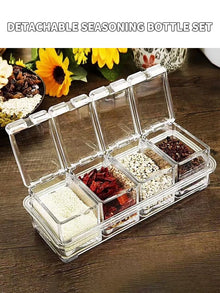 1PC Kitchen Spice Pot 4 Transparent Seasoning Boxes Storage Containers Seasoning Cans Acrylic Seasoning Boxes With Lids Spoons