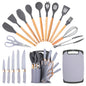 19Pcs Professional Kitchen Knife Set with Silicone Cooking Utensils & CuttingBoard, High Carbon Stainless Steel Chef Knives.